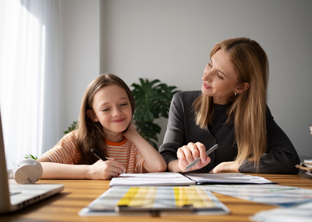 tutor working with student